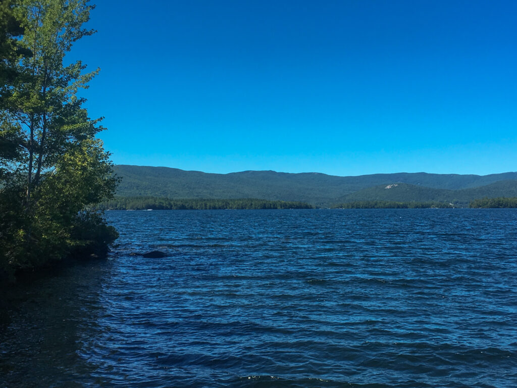 Looking from Pine Needle Point out over Squam Lake in New Hampshire, Mt Rattlesnake in the distance.