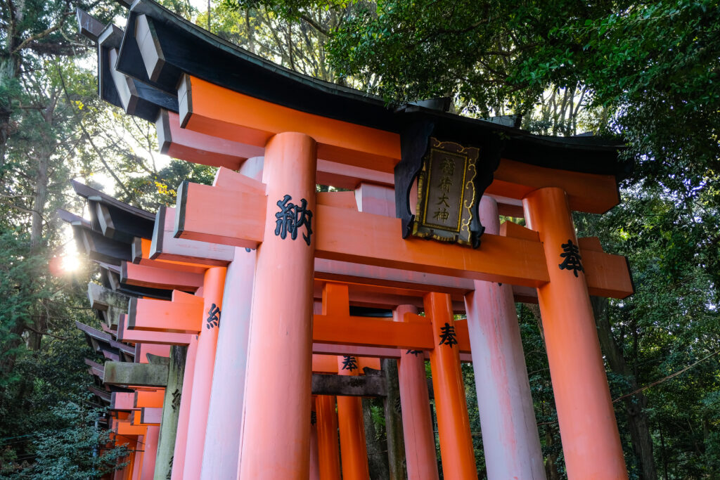 A hallway made of many torii gates.