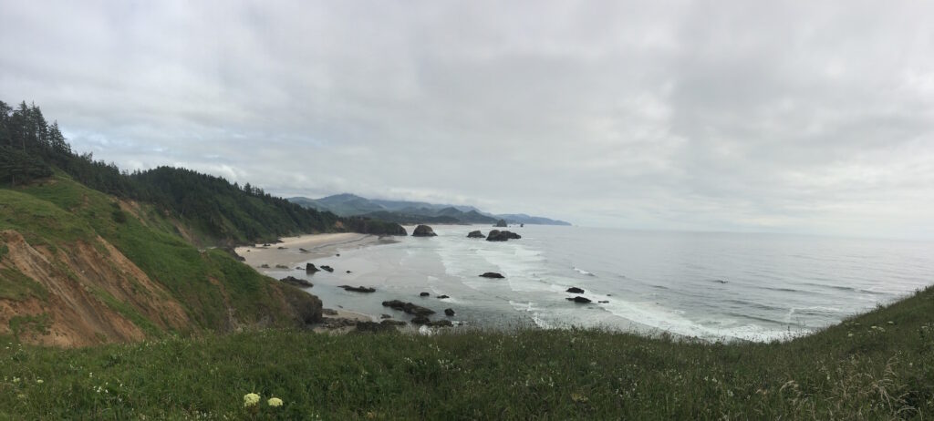 Panorama of the Oregon coast, looking south.